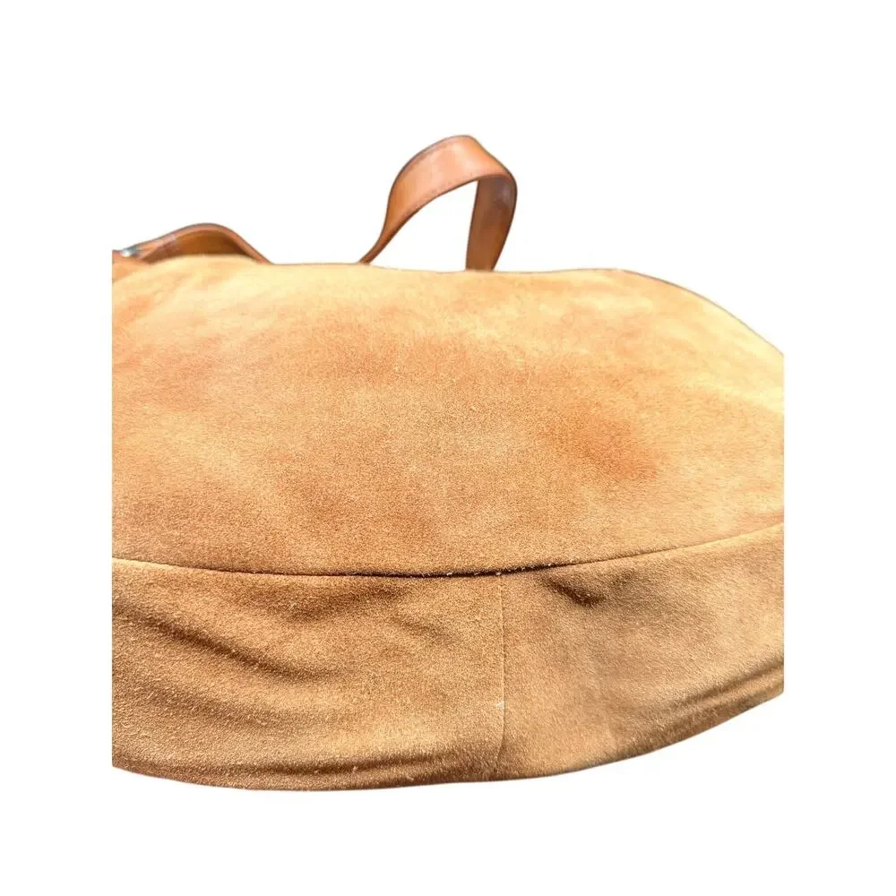 Genicci Brown Suede Leather Hobo Shoulder Bag Tassel Slouchy
